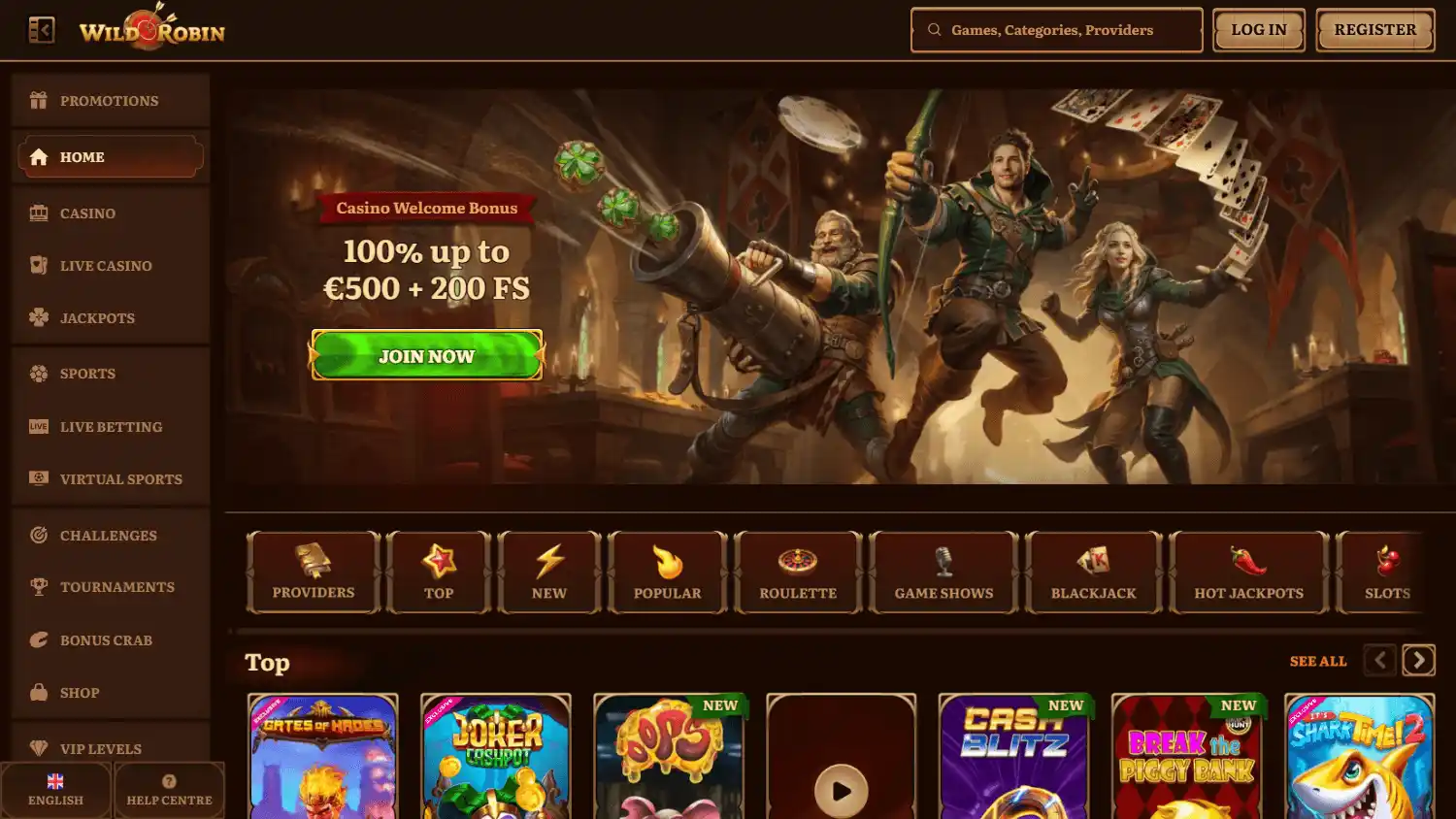 Wild Robin Casino screenshot 1