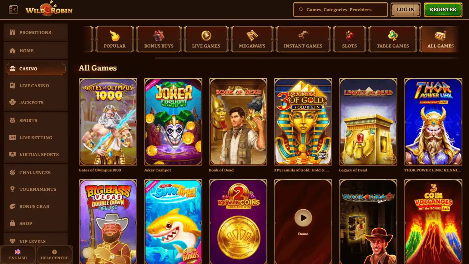 Wild Robin Casino screenshot 2