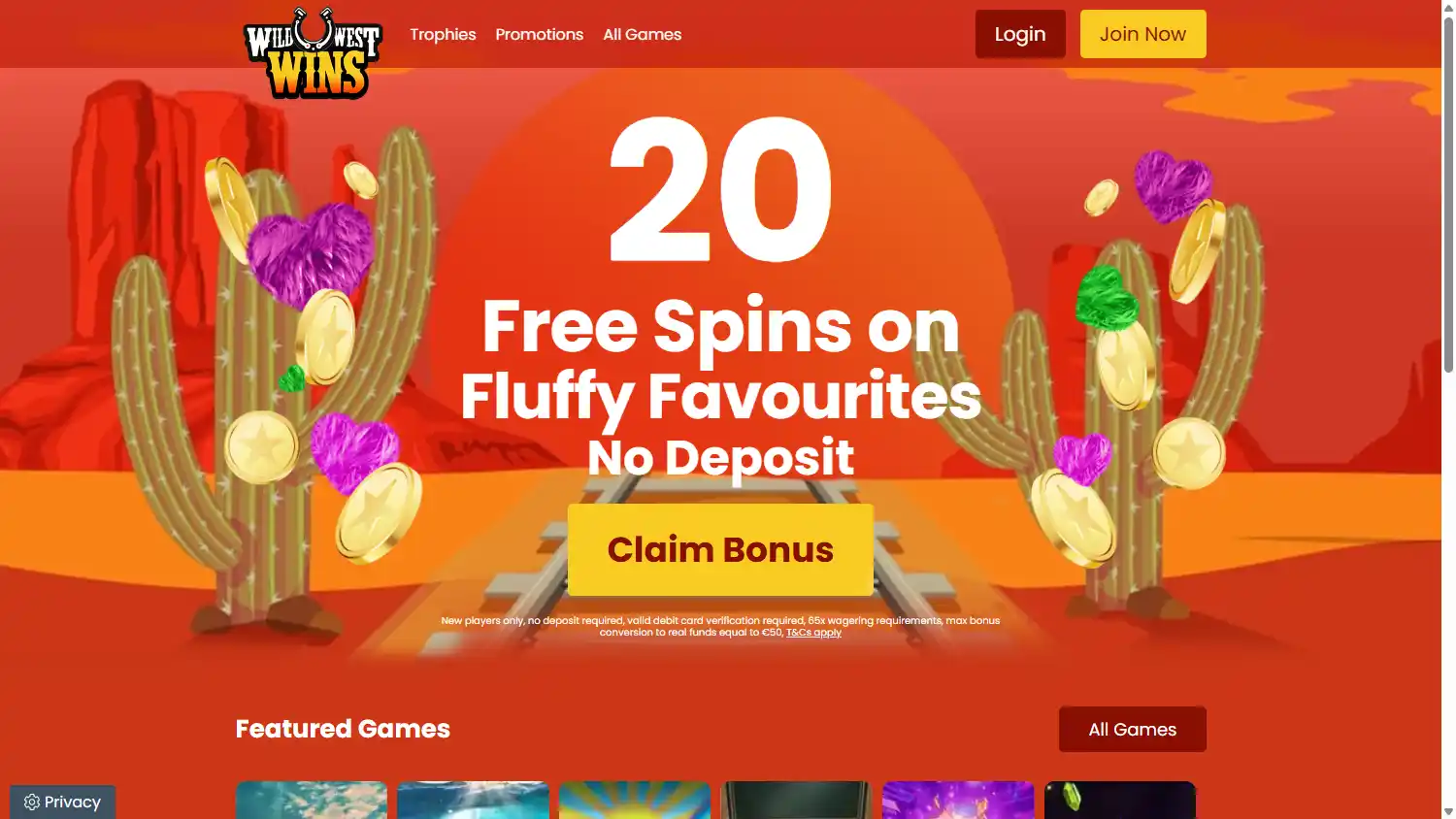 Wild West Wins Casino IE screenshot 1