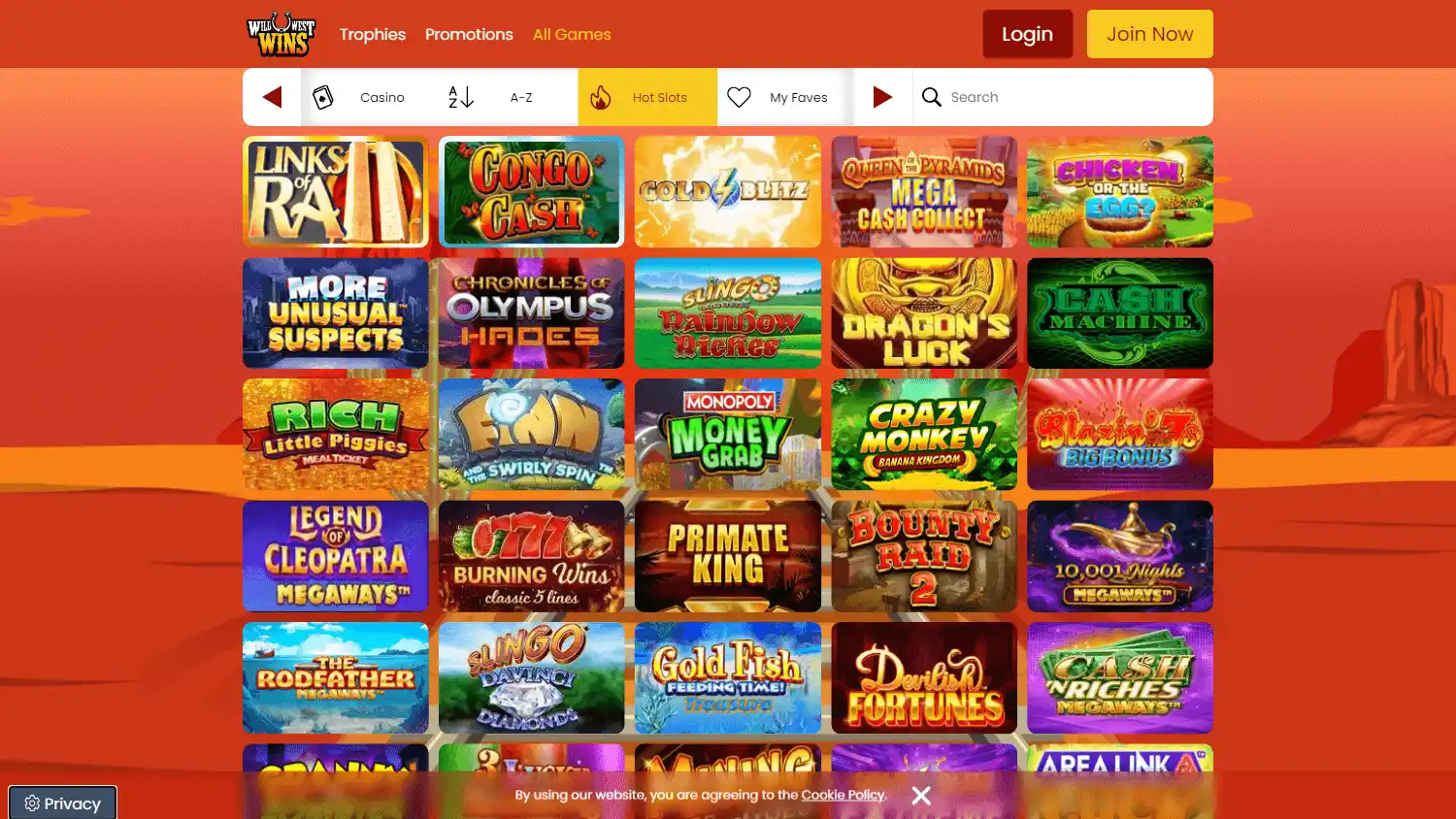 Wild West Wins Casino IE screenshot 3
