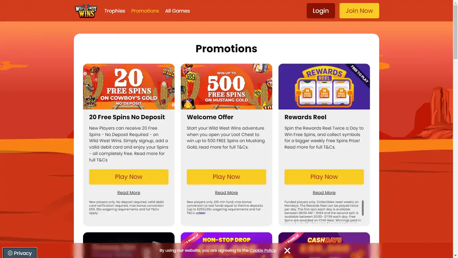 Wild West Wins Casino IE screenshot 4