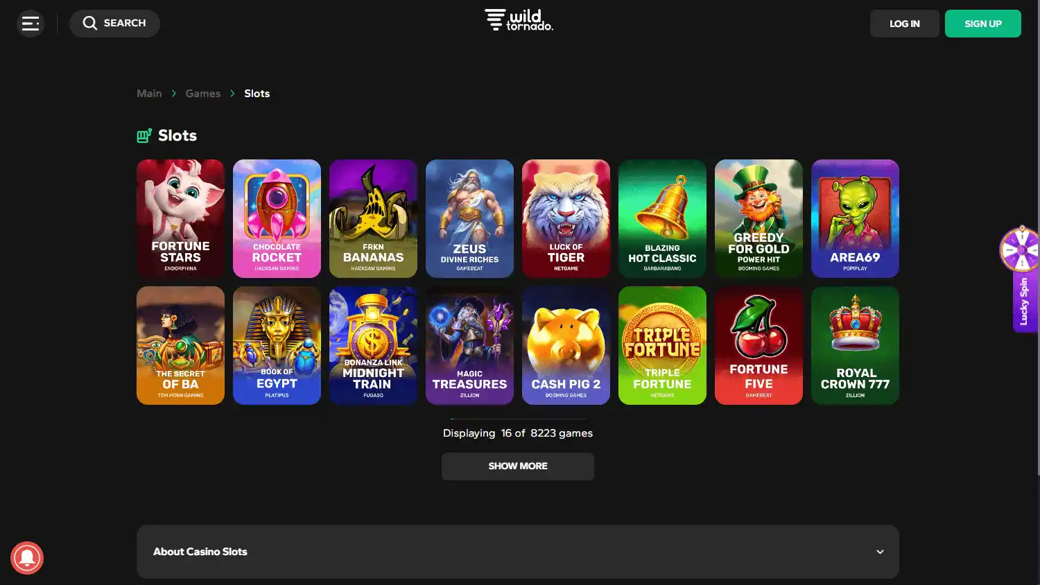WildTornado Casino screenshot 2