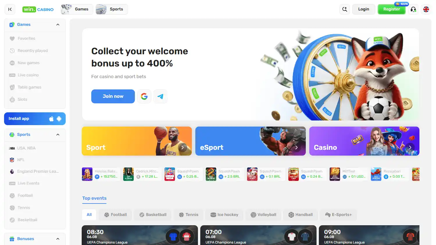 Win Casino screenshot 1