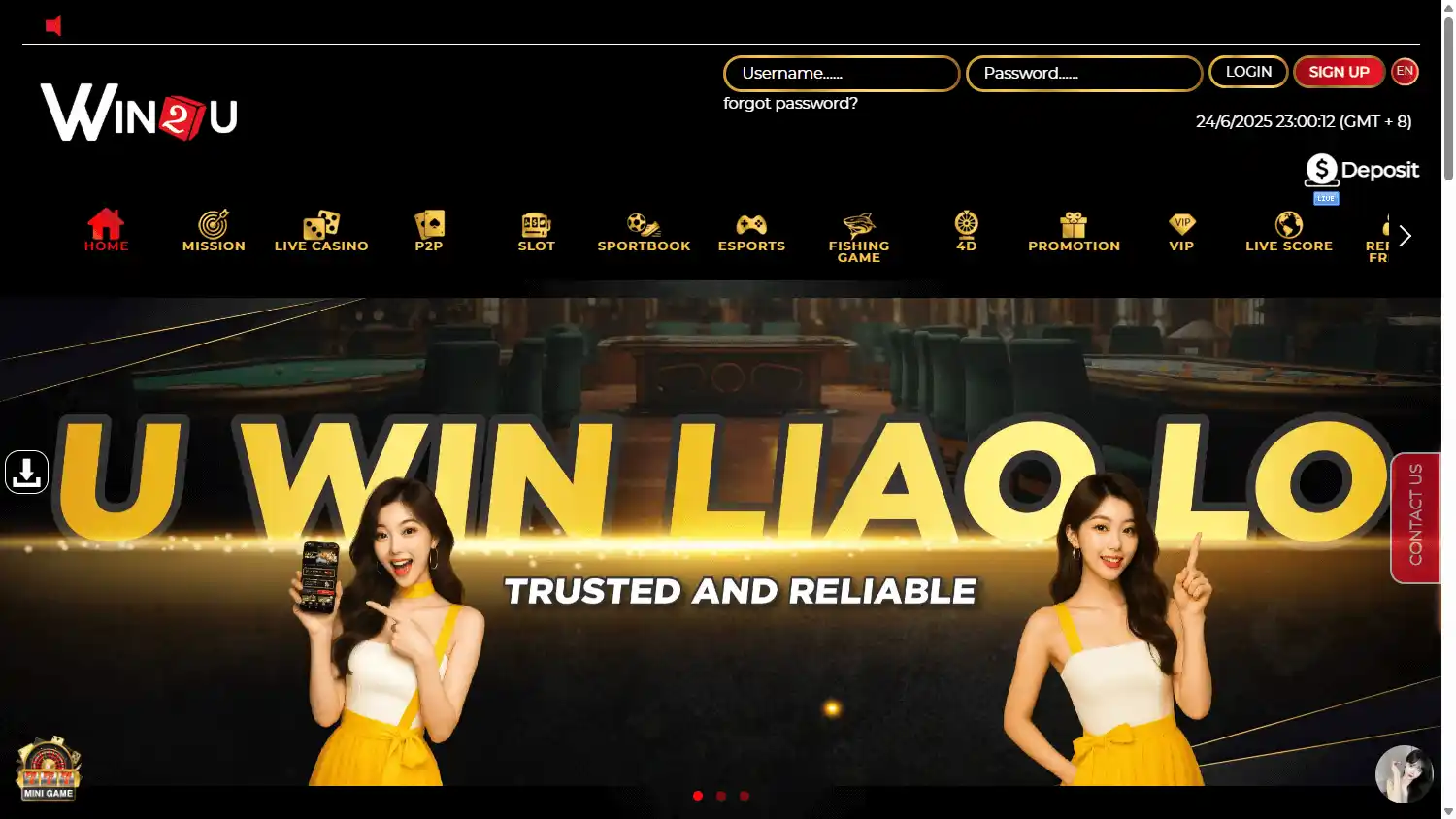 Win2U Casino screenshot 1