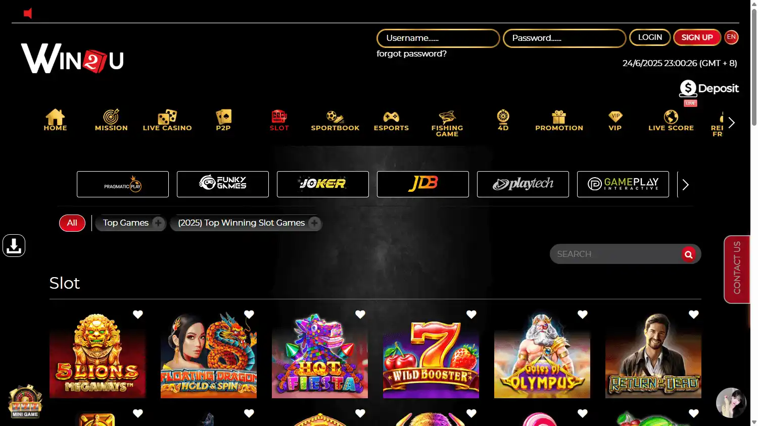 Win2U Casino screenshot 2