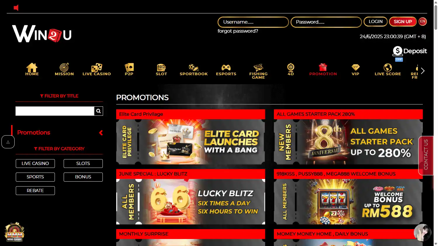 Win2U Casino screenshot 3