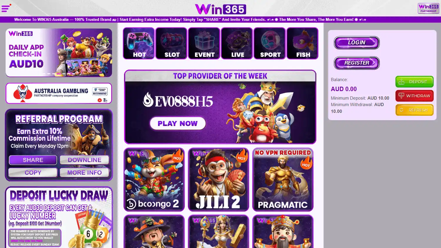 Win365 Casino screenshot 1
