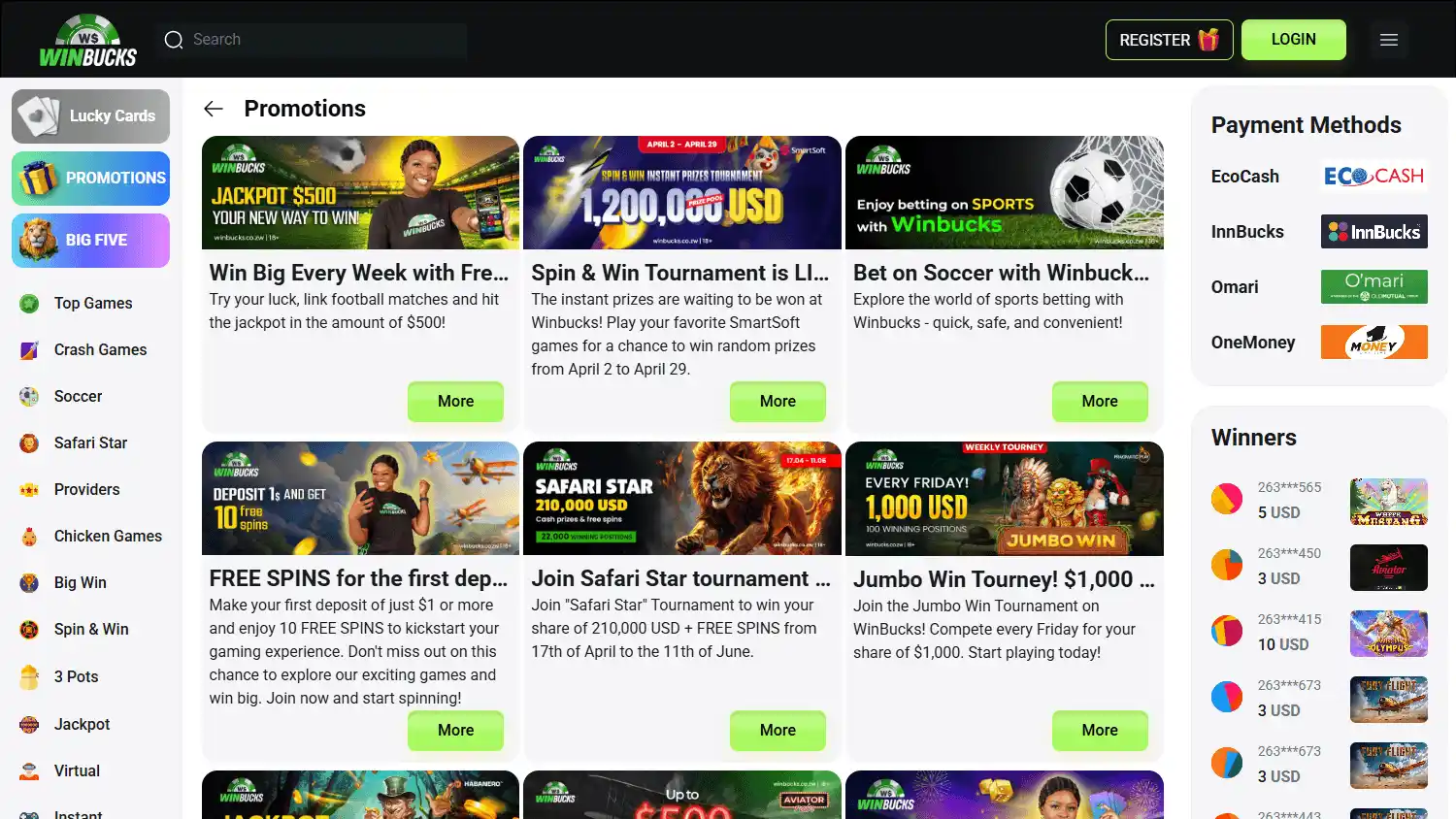 Winbucks Casino screenshot 2