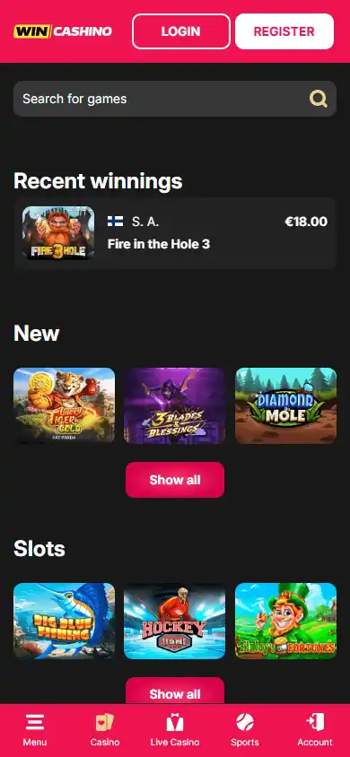 WinCashino Casino screenshot 5