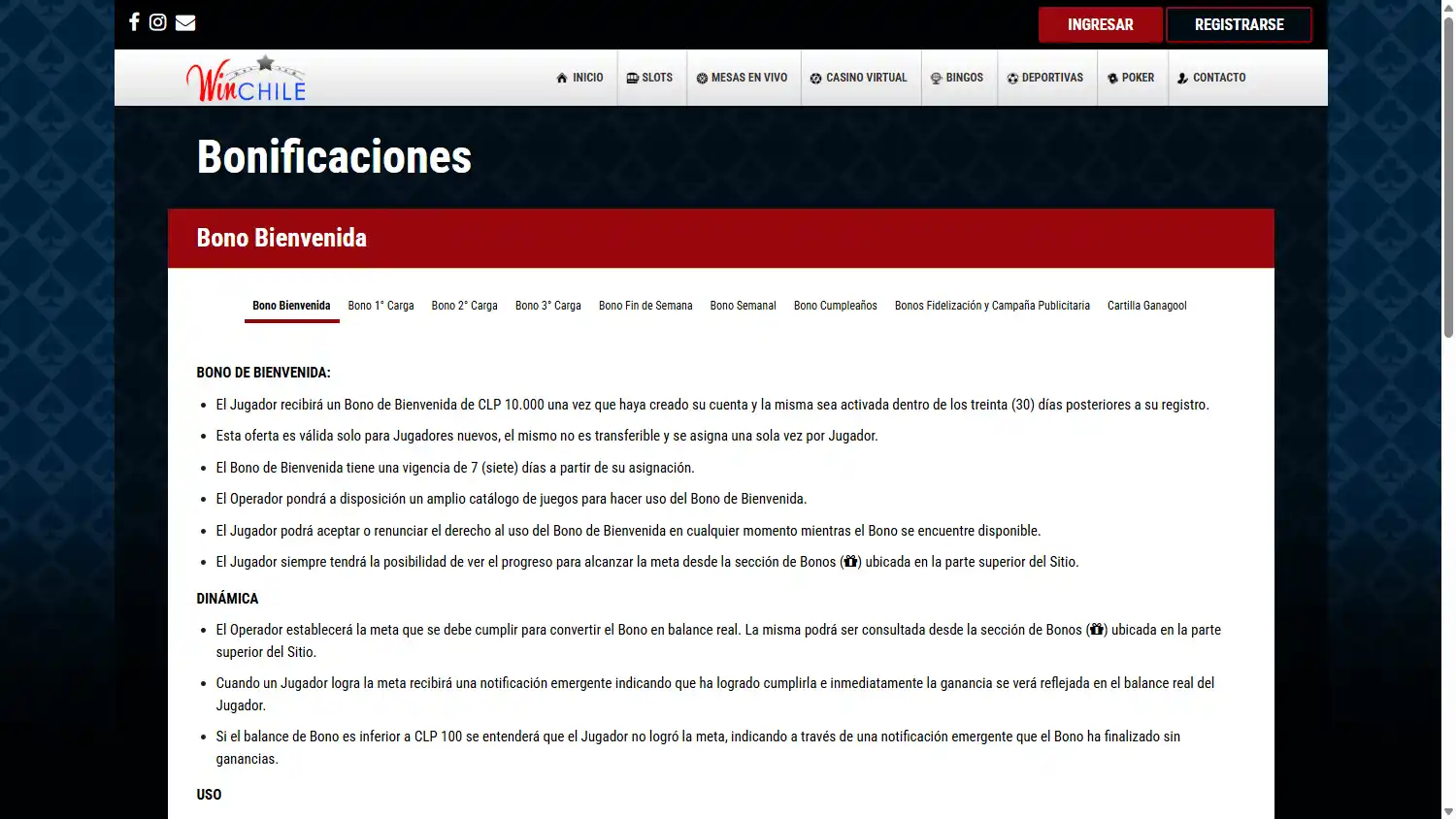 Winchile Casino screenshot 2