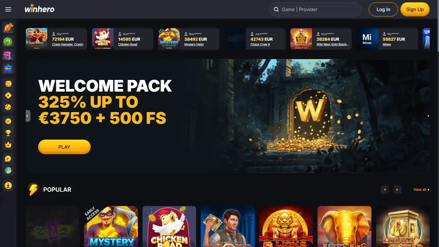 Winhero Casino screenshot 1