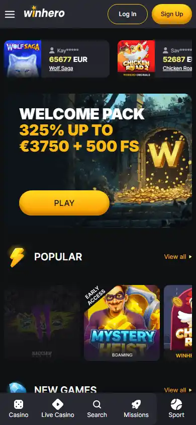 Winhero Casino screenshot 4