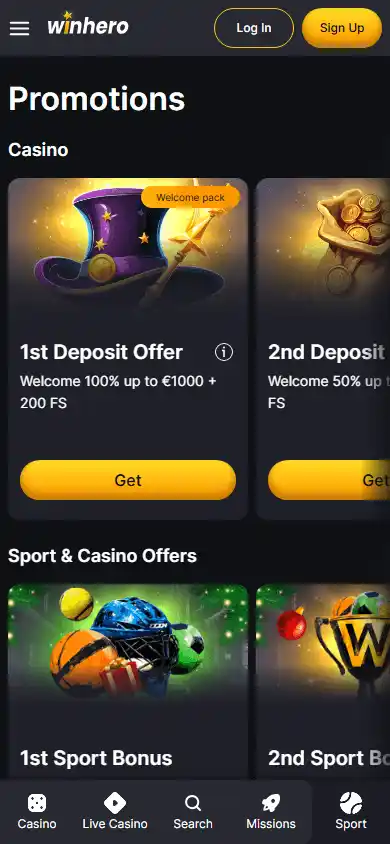 Winhero Casino screenshot 6