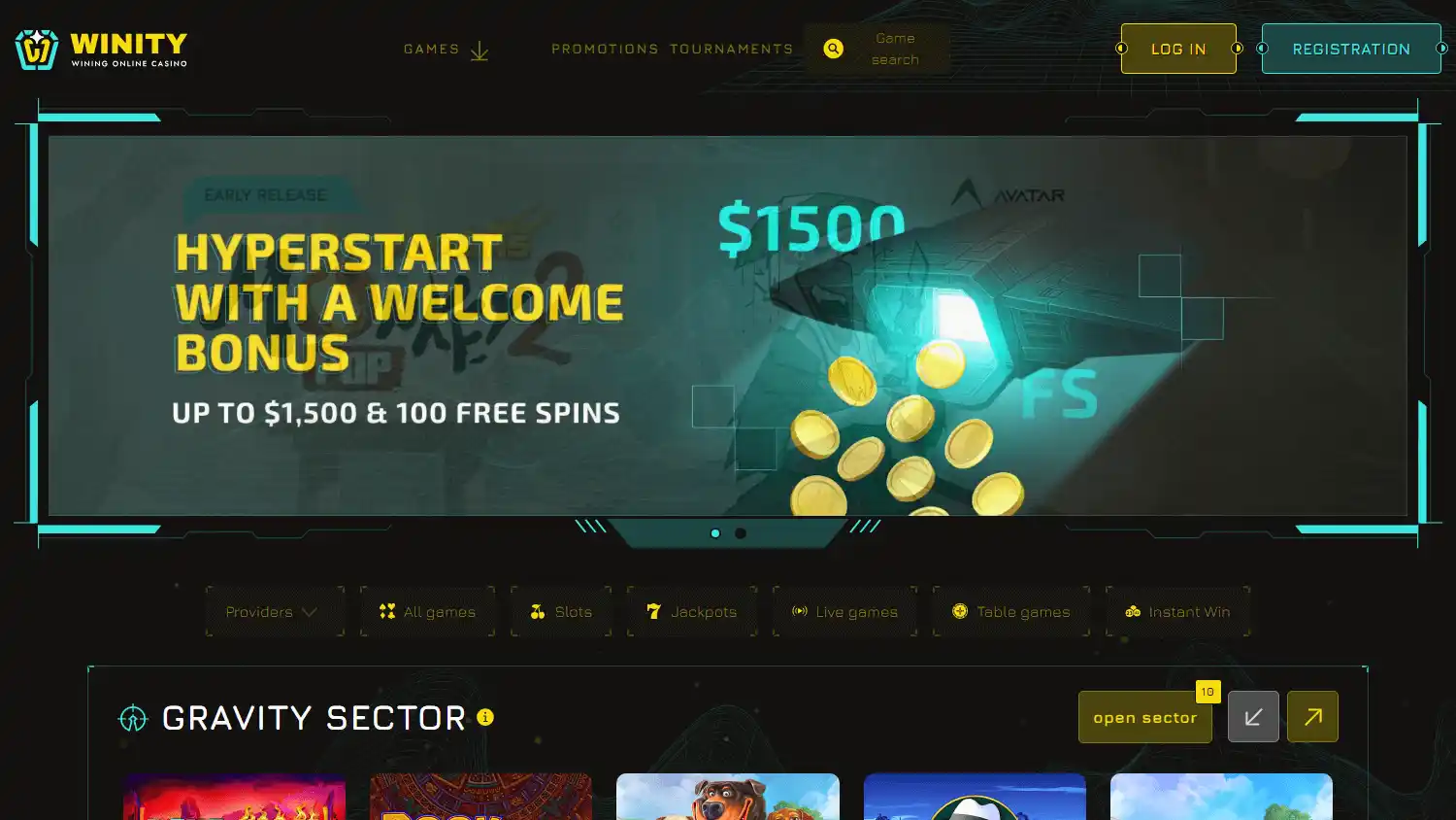 Winity Casino screenshot 1