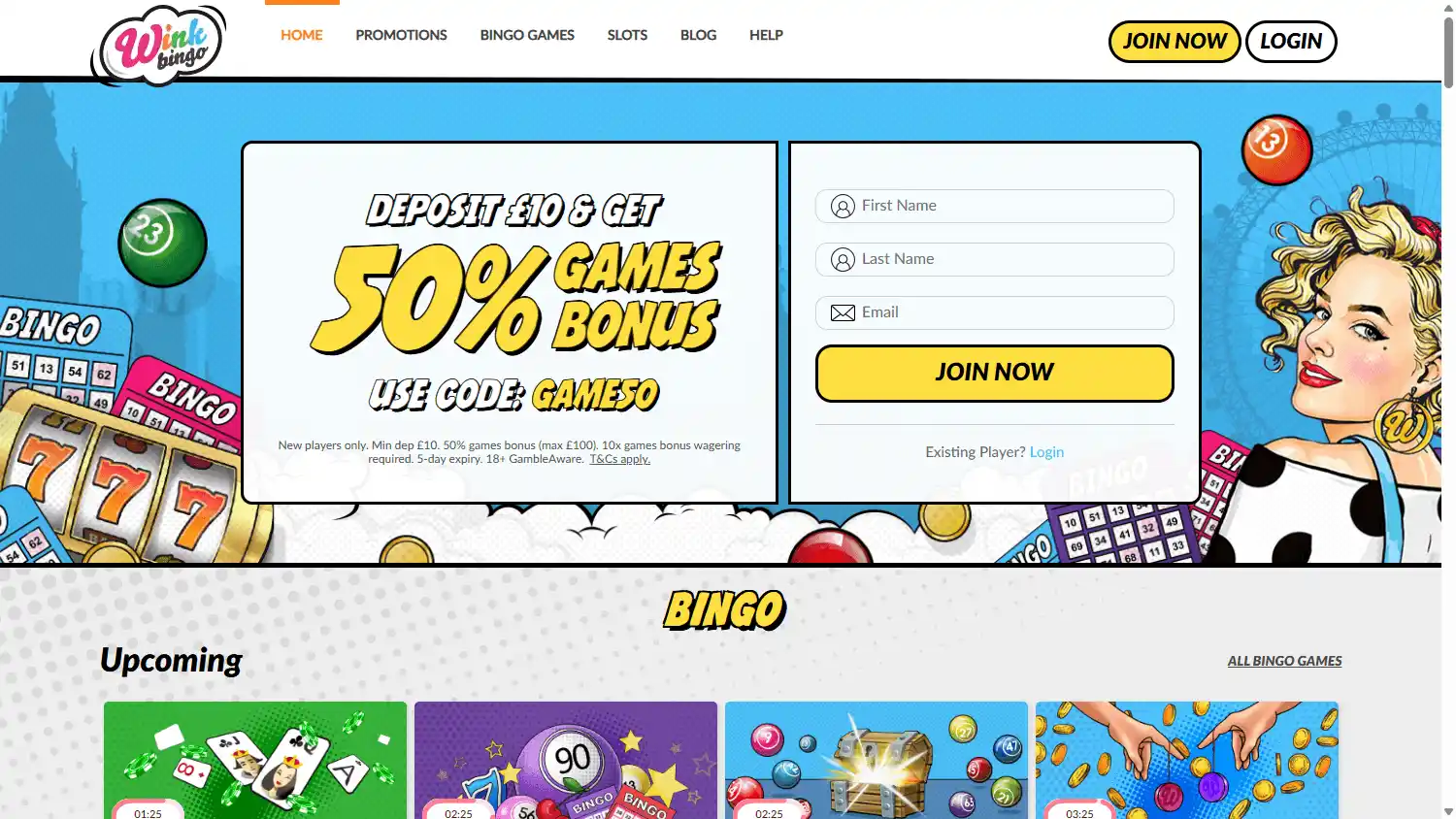 Wink Bingo Casino screenshot 1