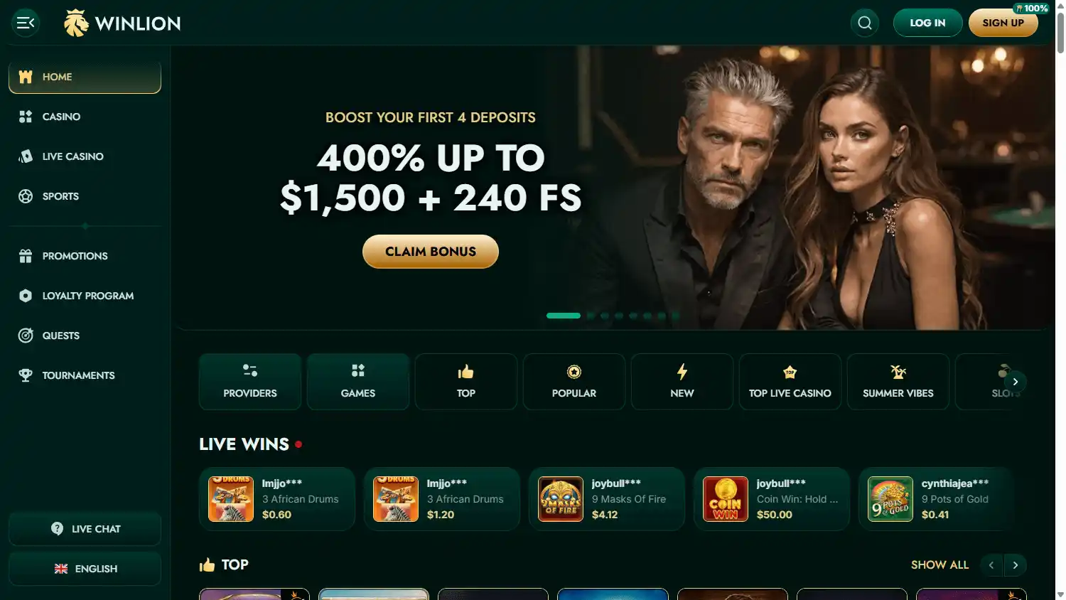 WinLion Casino screenshot 1