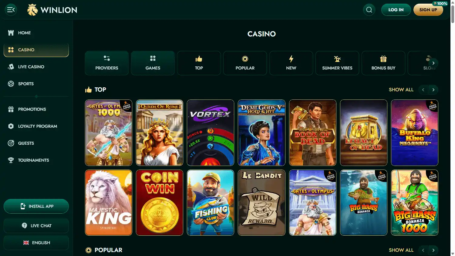 WinLion Casino screenshot 2