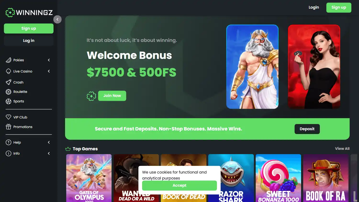 Winningz Casino screenshot 1