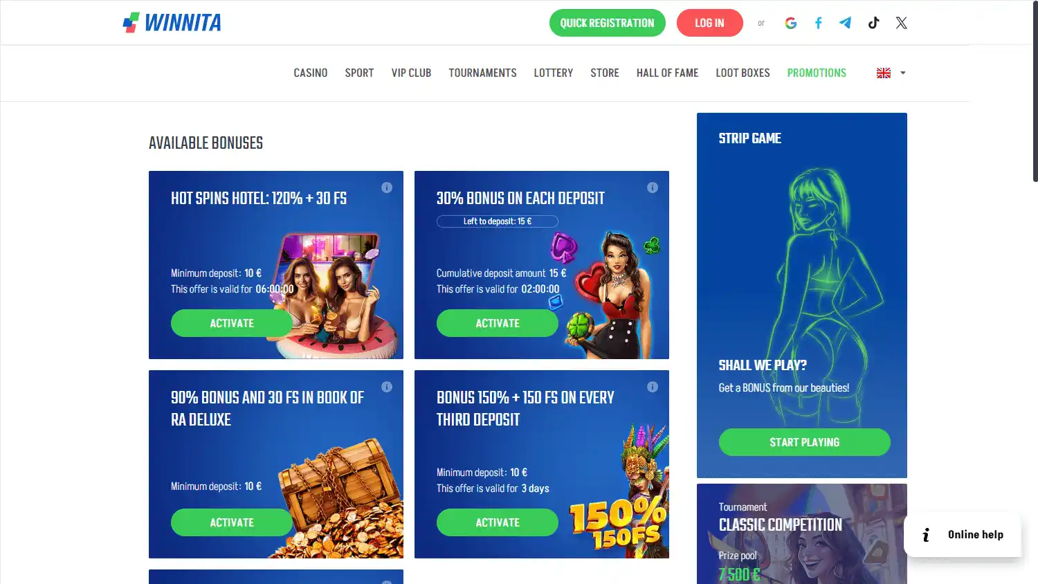 Winnita Casino screenshot 2
