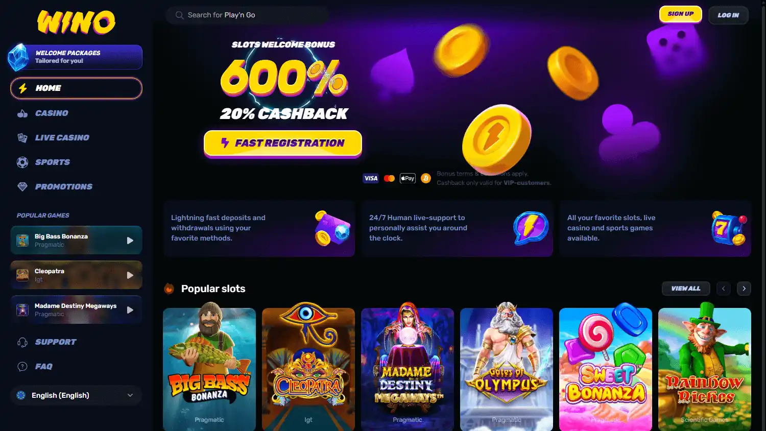 Wino Casino screenshot 1