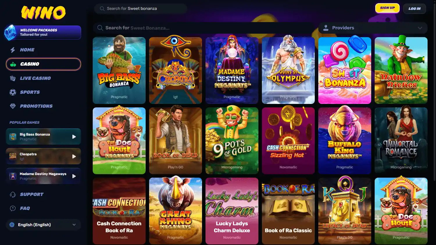 Wino Casino screenshot 2