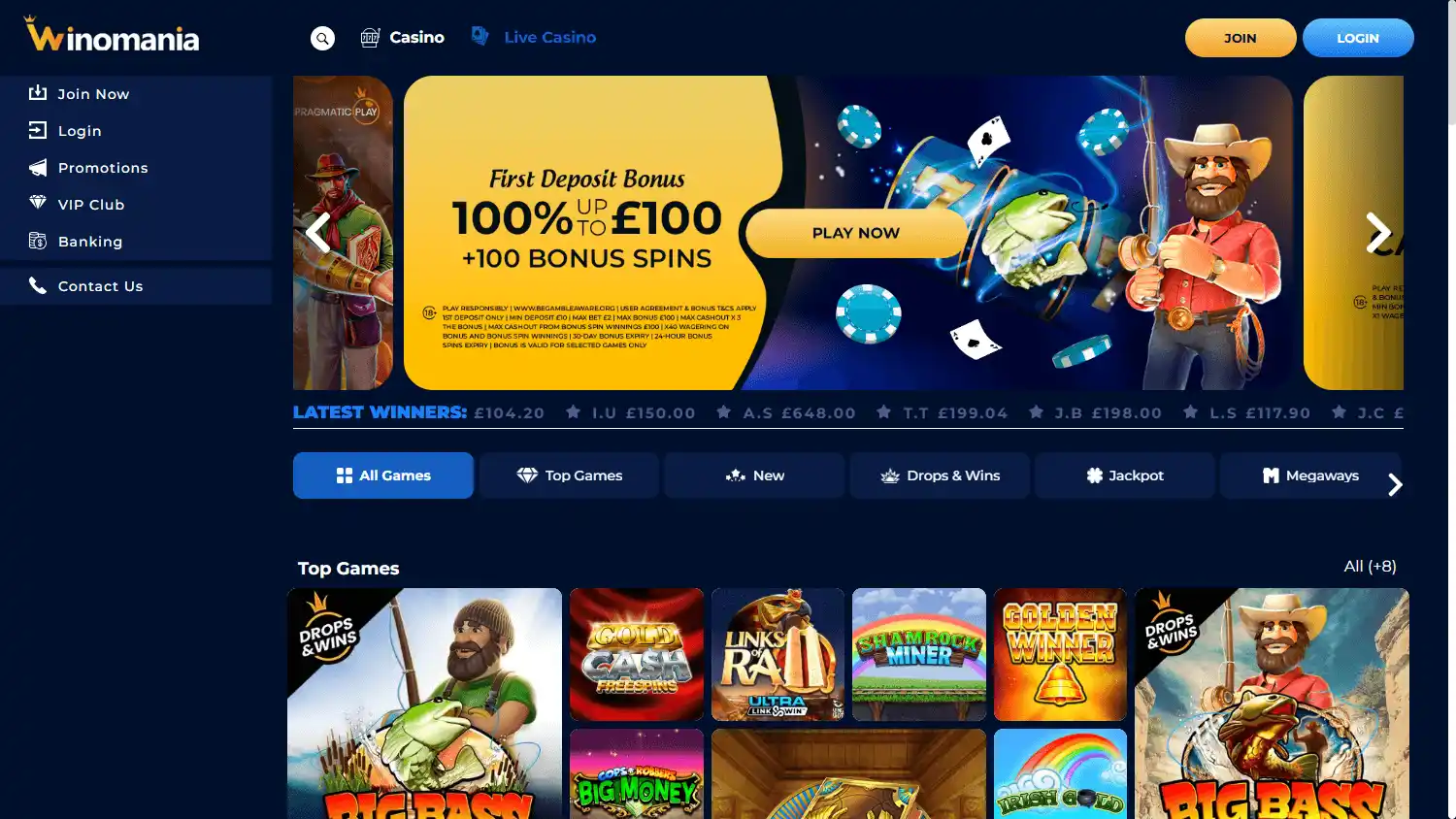 WinOMania Casino screenshot 1