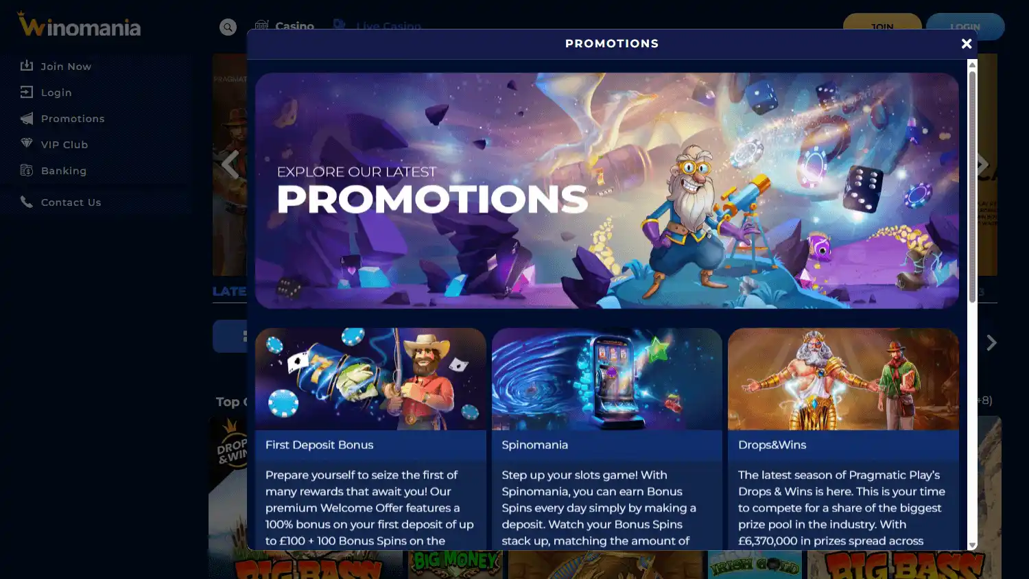 WinOMania Casino screenshot 2
