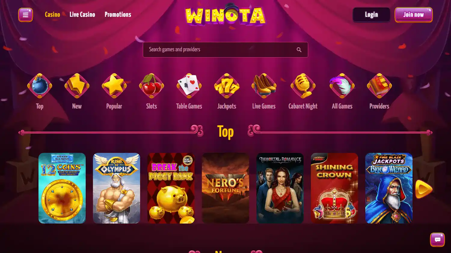 Winota Casino screenshot 2