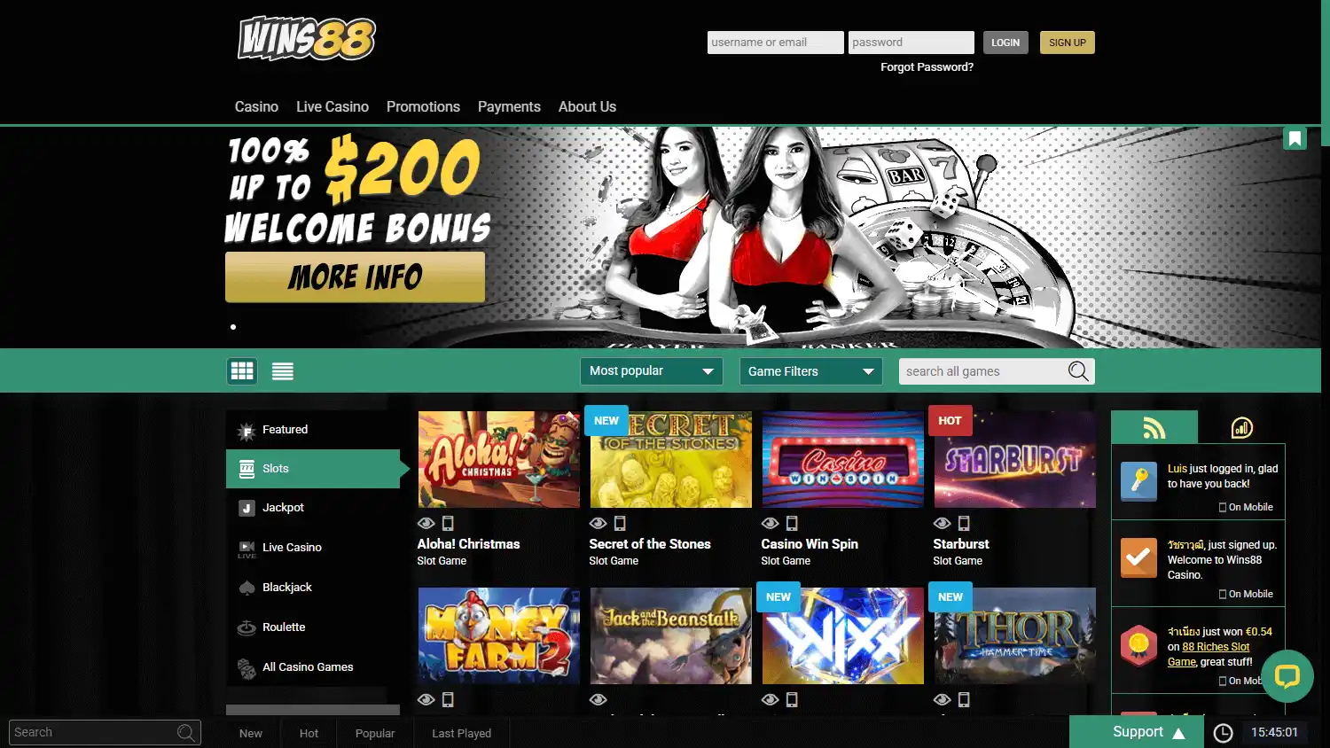 Wins88 Casino screenshot 2