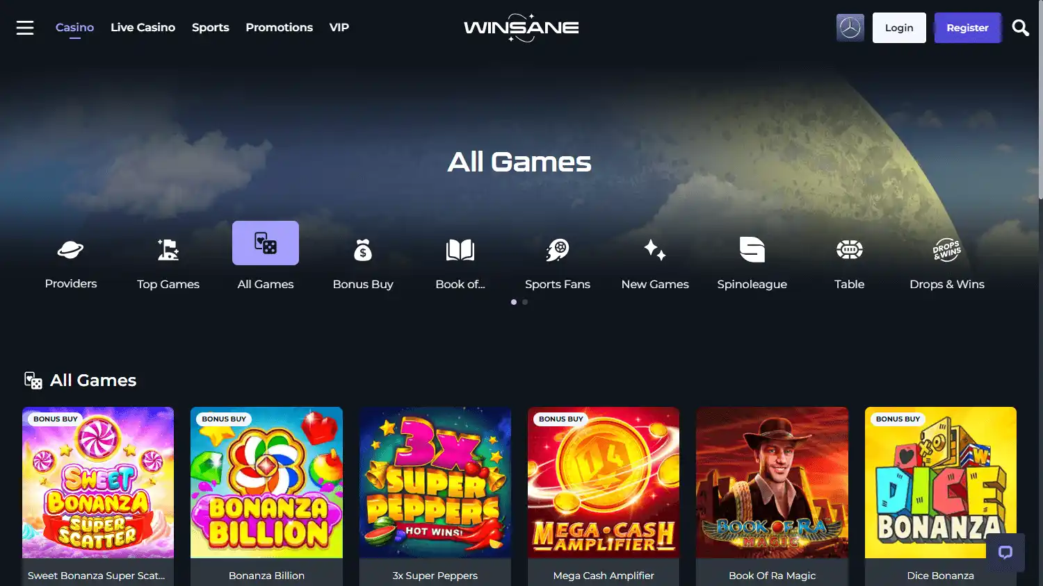 Winsane Casino screenshot 2