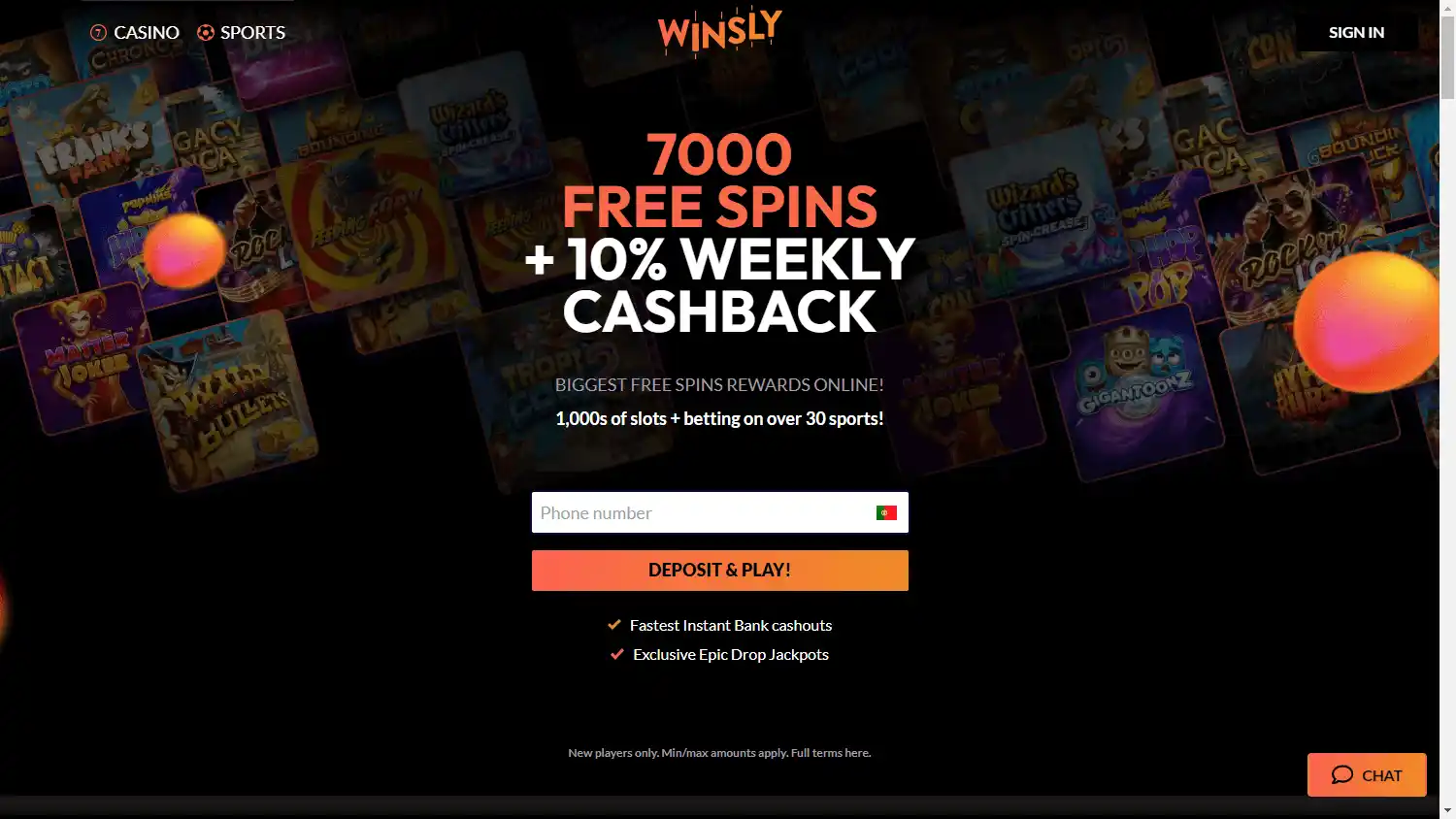 Winsly Casino screenshot 1