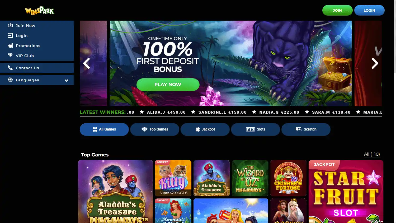 WinsPark Casino screenshot 1