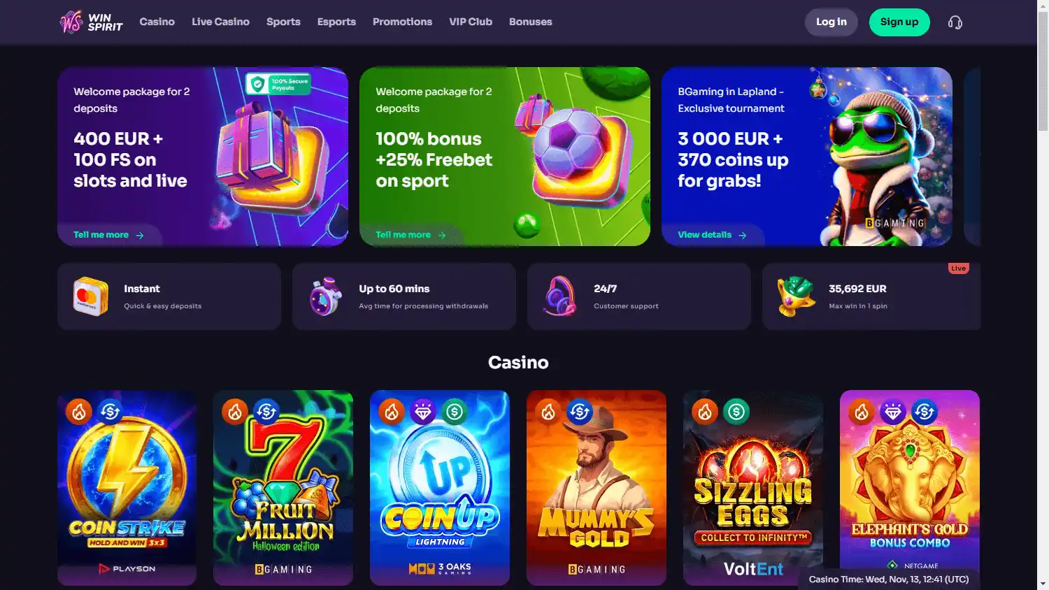 WinSpirit Casino screenshot 1