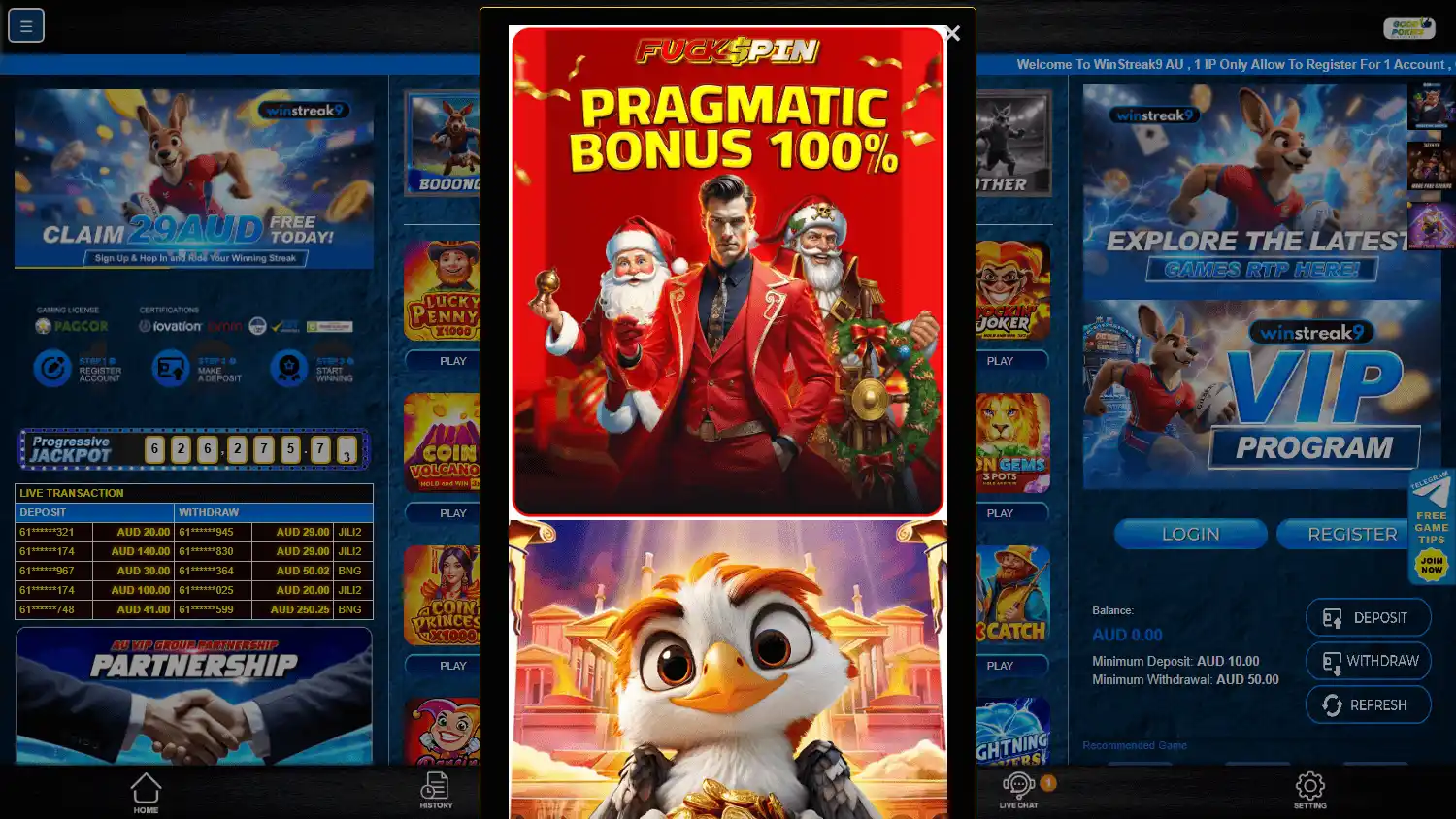 WinStreak9 Casino screenshot 1