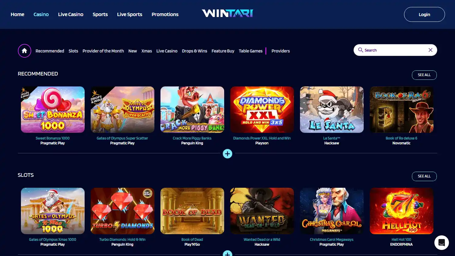 WinTari Casino screenshot 2