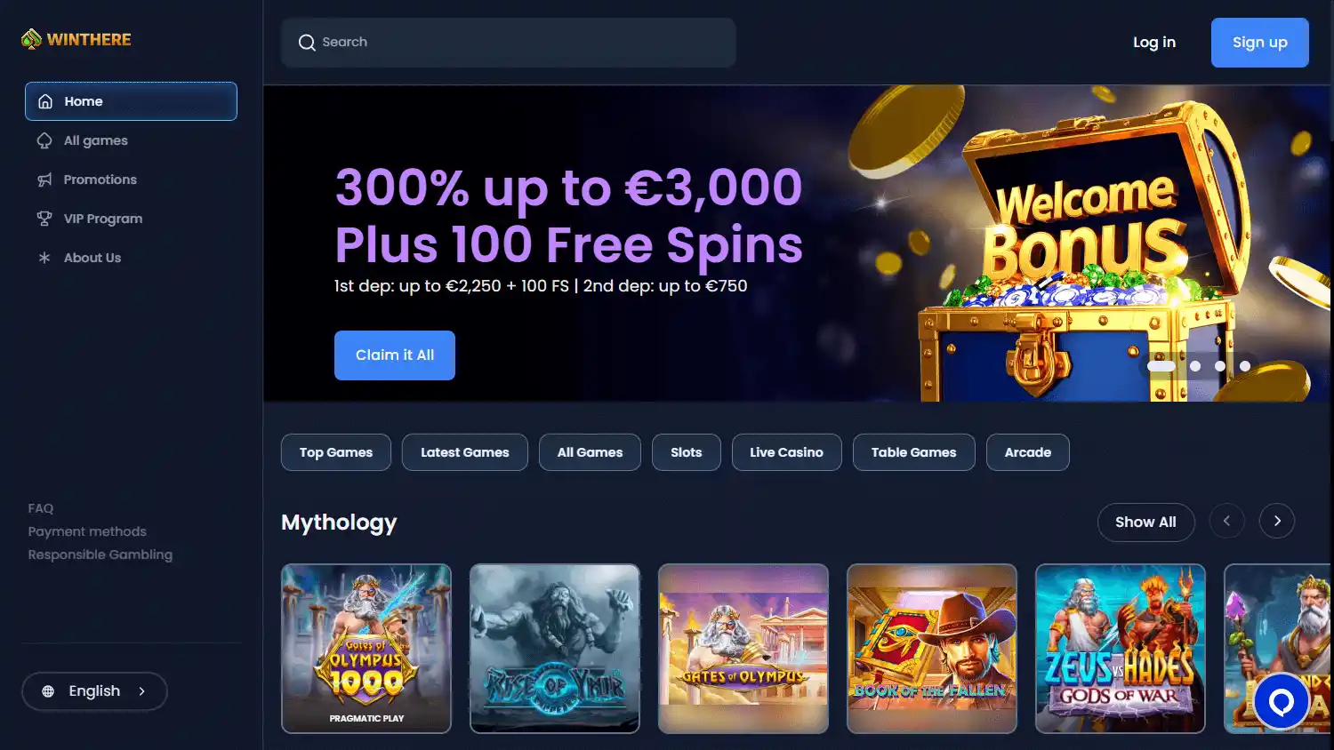 WinThere Casino screenshot 1