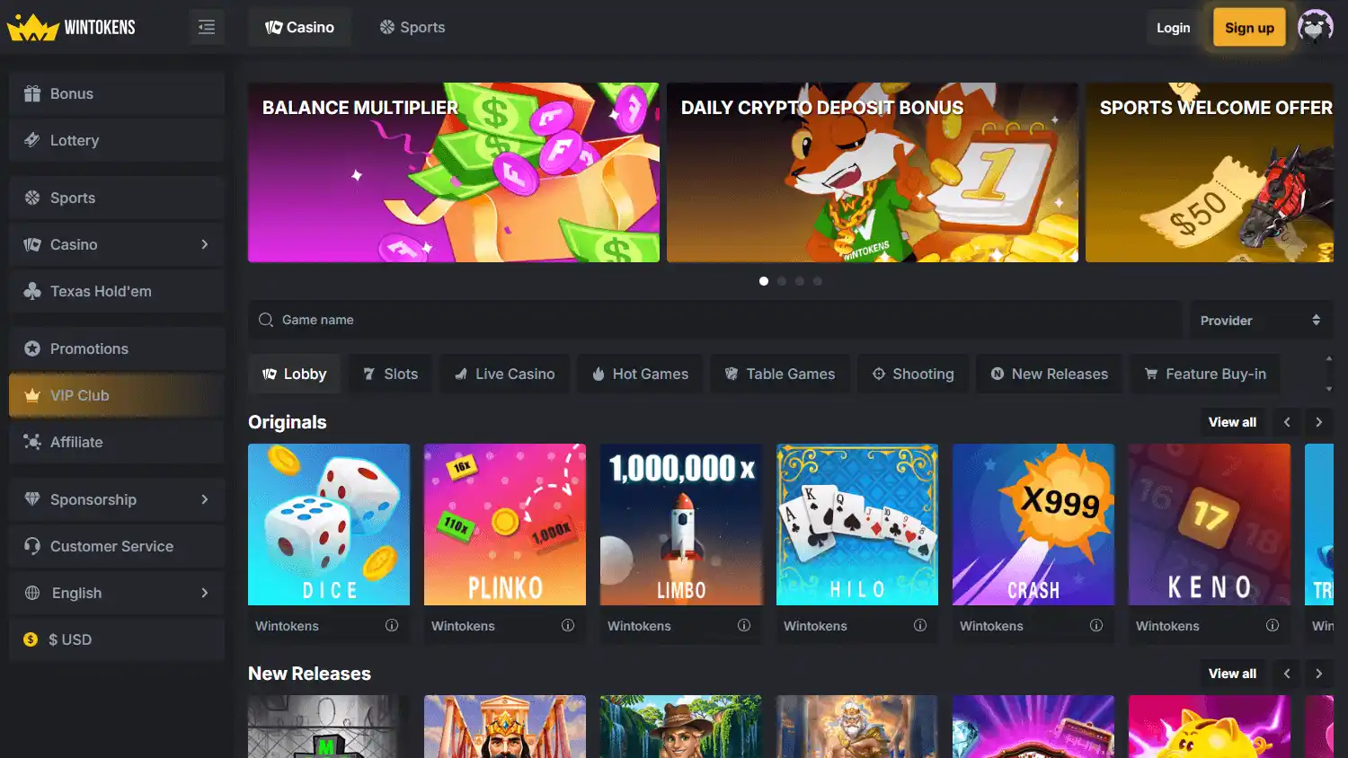 WinTokens Casino screenshot 1