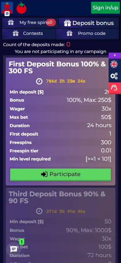 Wintomato Casino screenshot 5