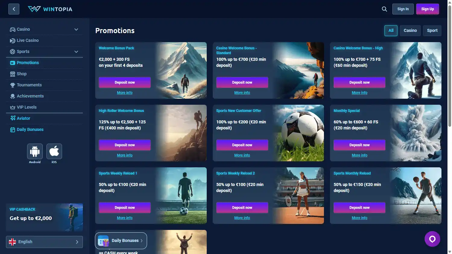 Wintopia Casino screenshot 3