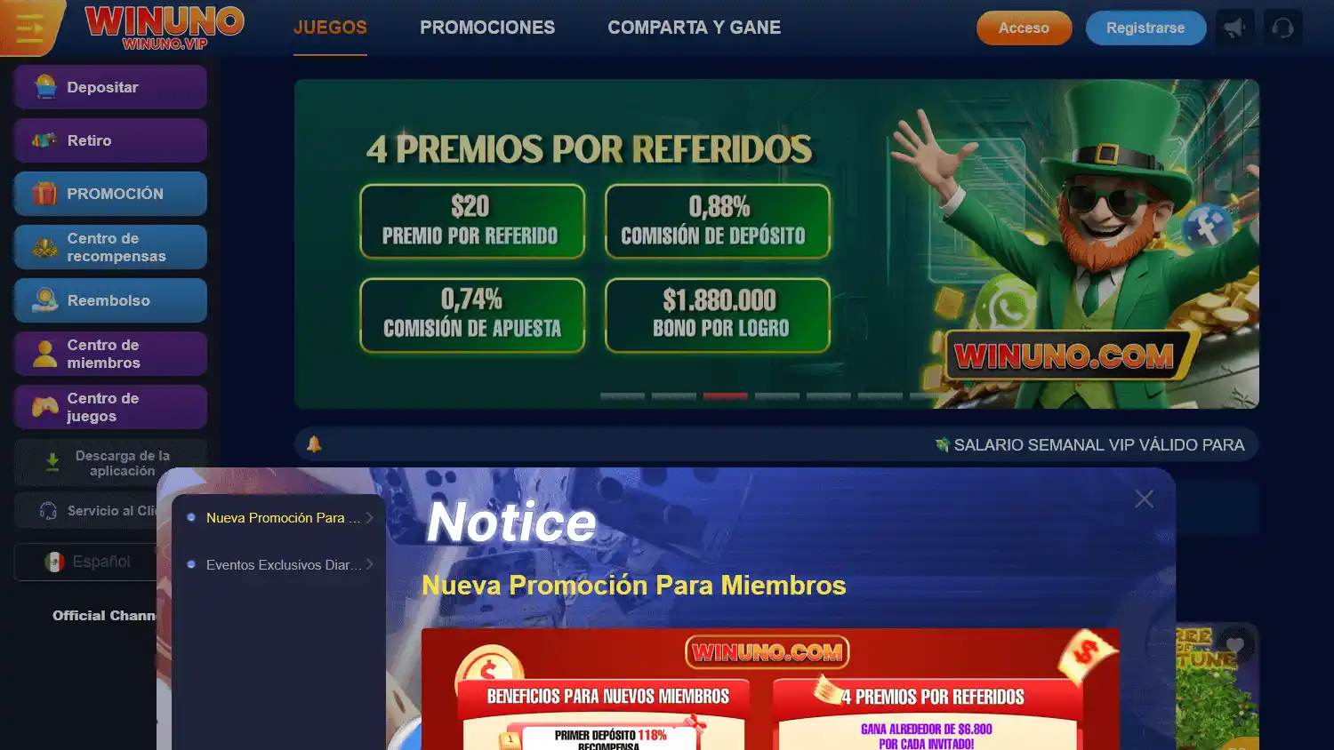 Winuno Casino screenshot 1