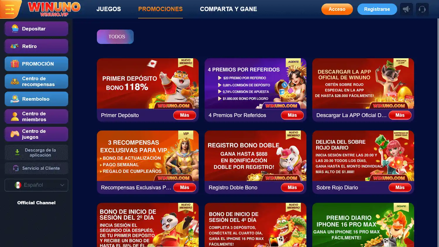 Winuno Casino screenshot 2