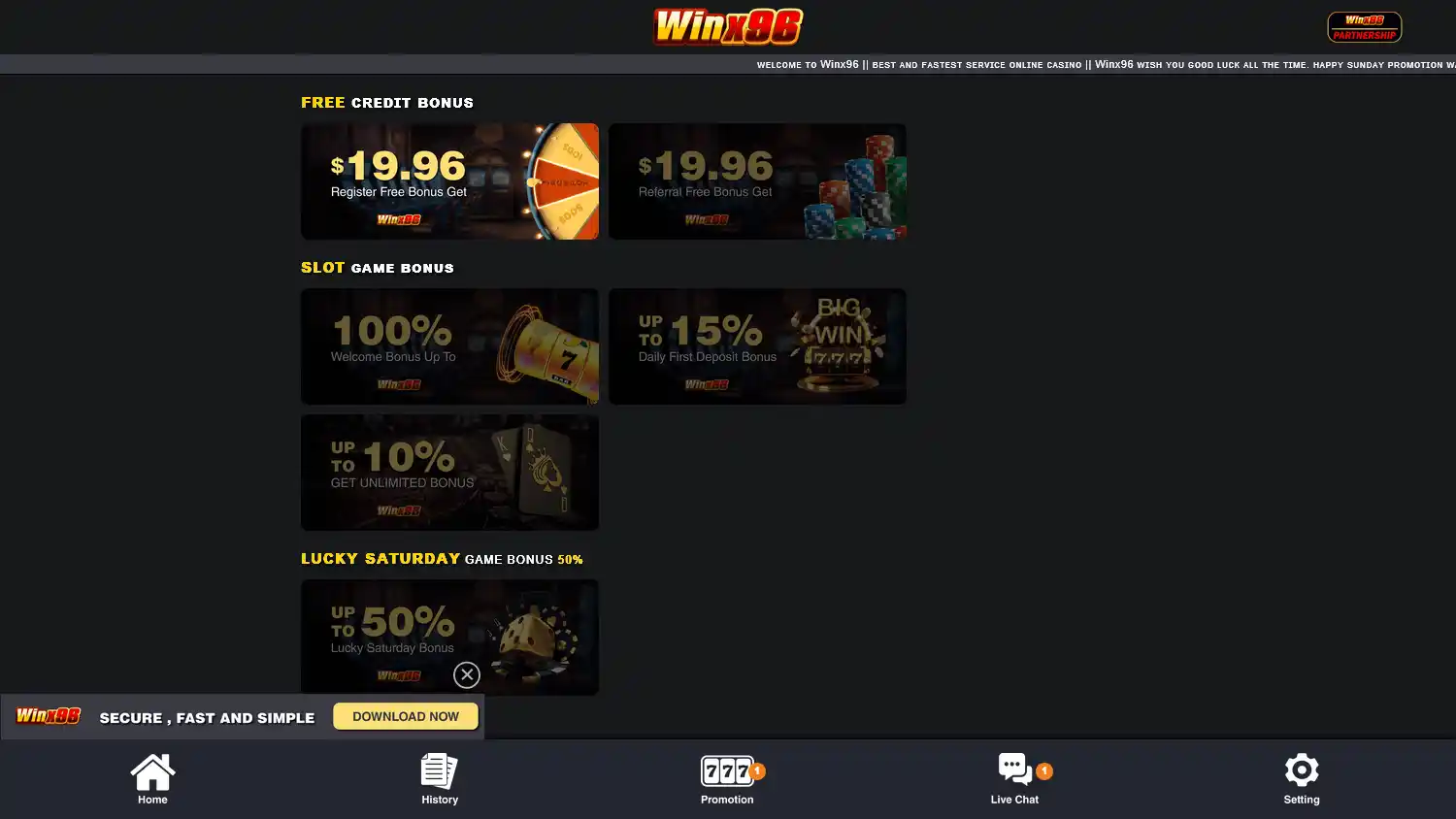 Winx96 Casino screenshot 2