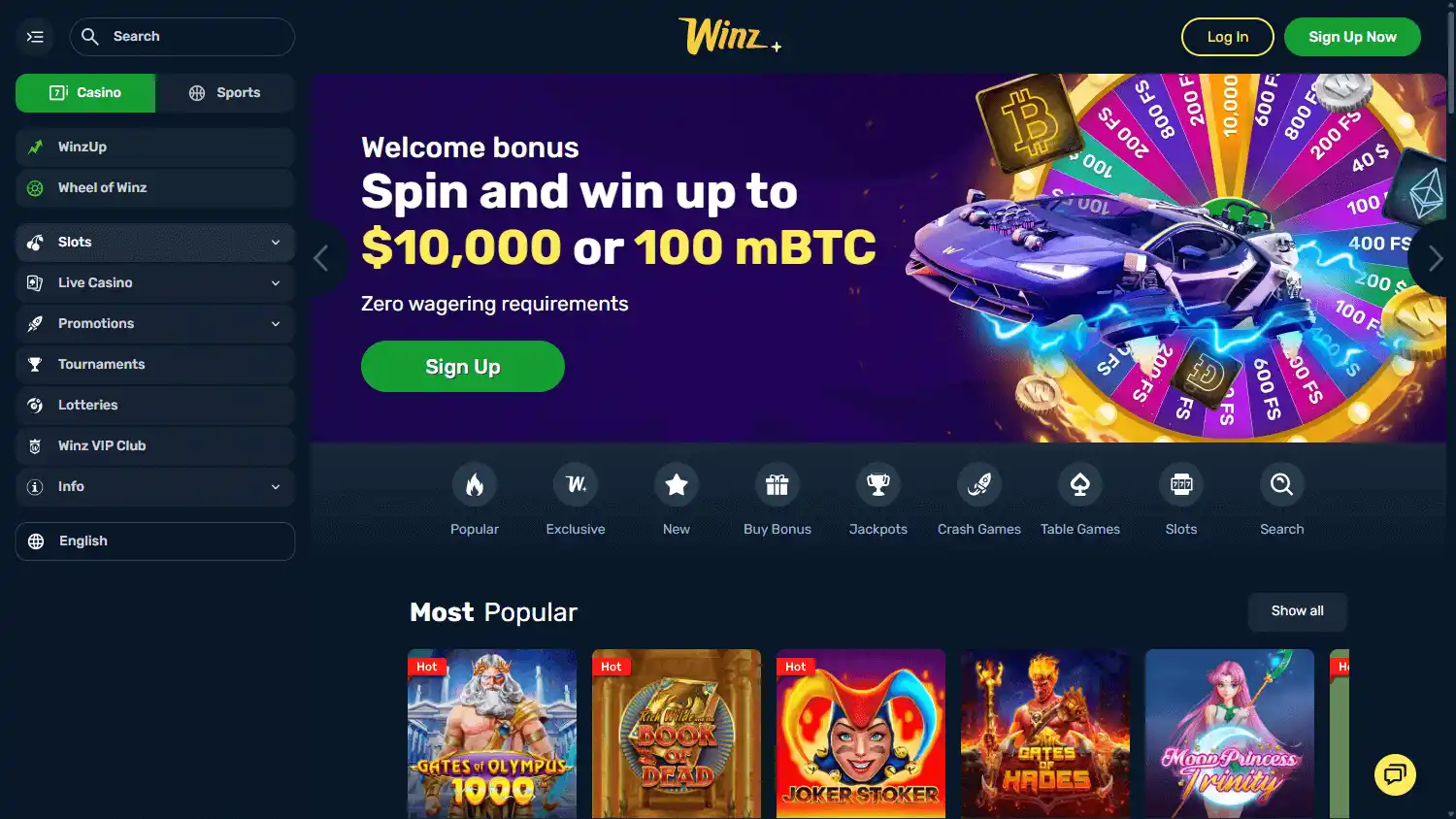 Winz Casino screenshot 1