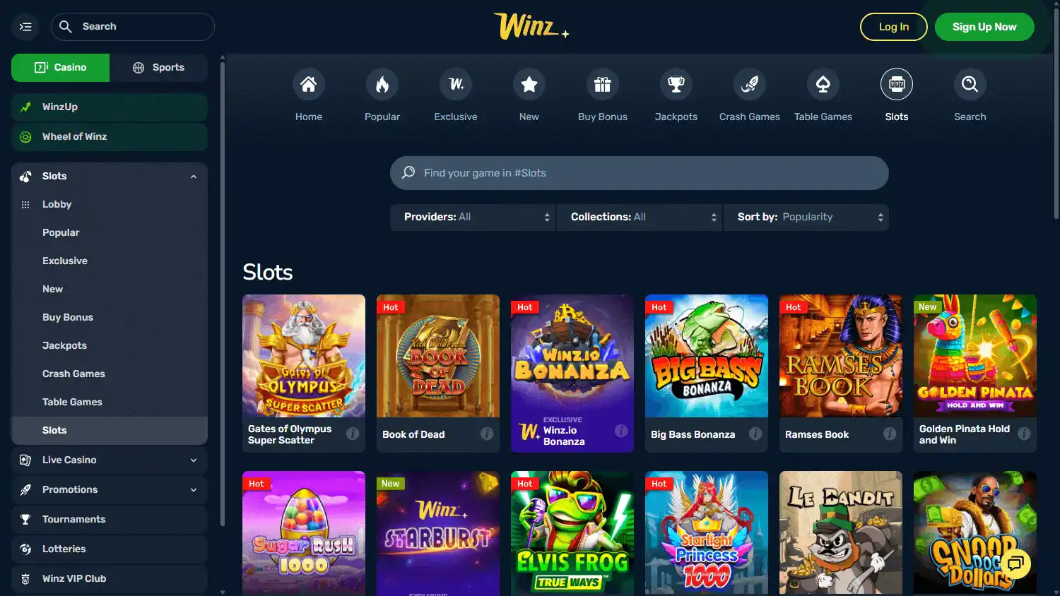 Winz Casino screenshot 2