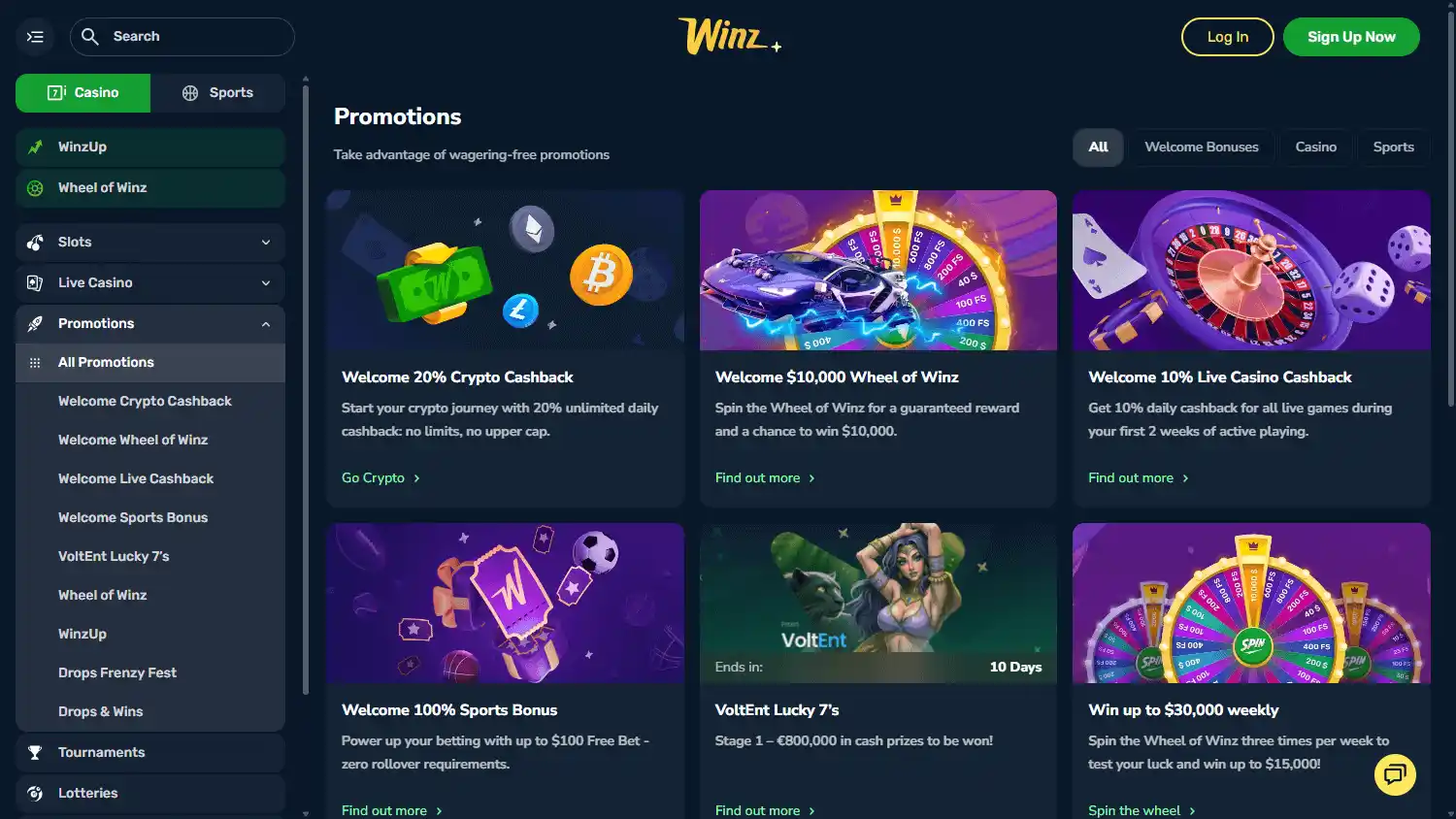 Winz Casino screenshot 3