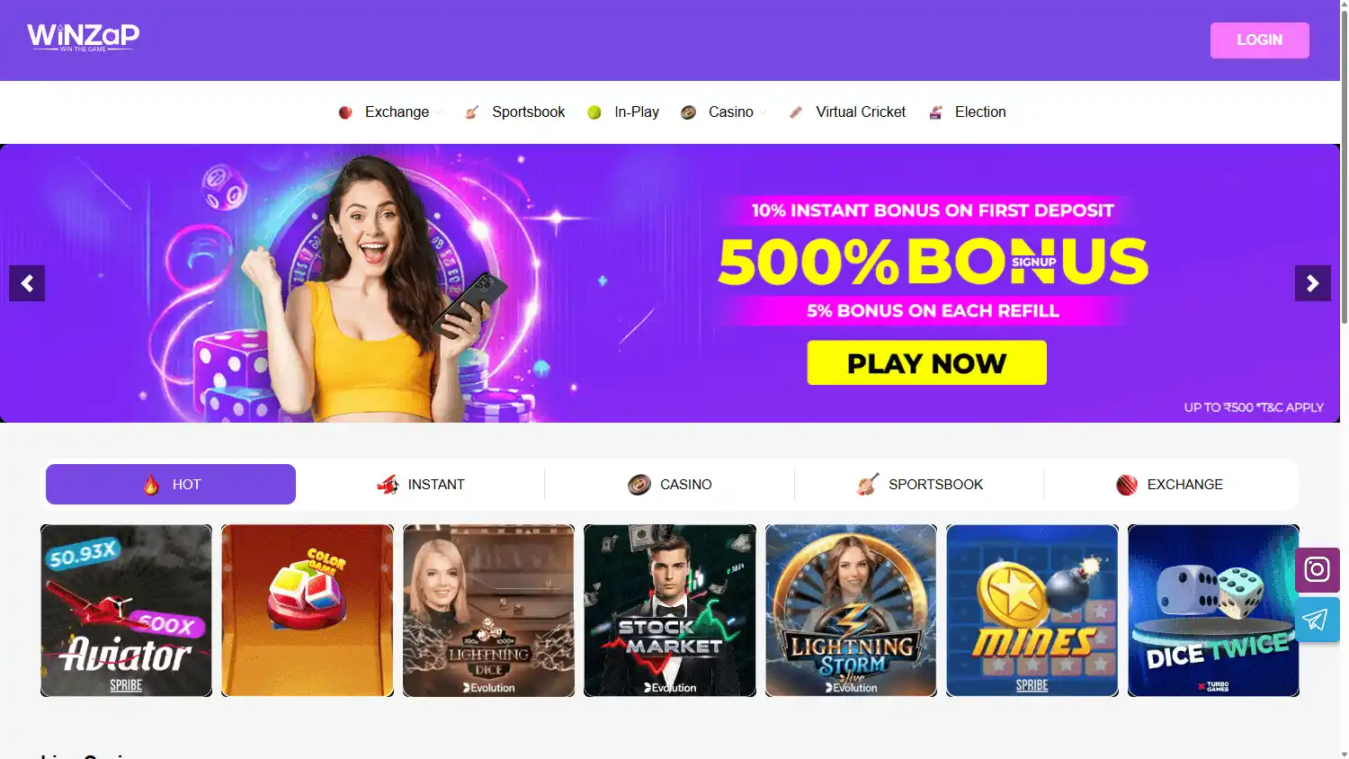 Winzap Casino screenshot 1