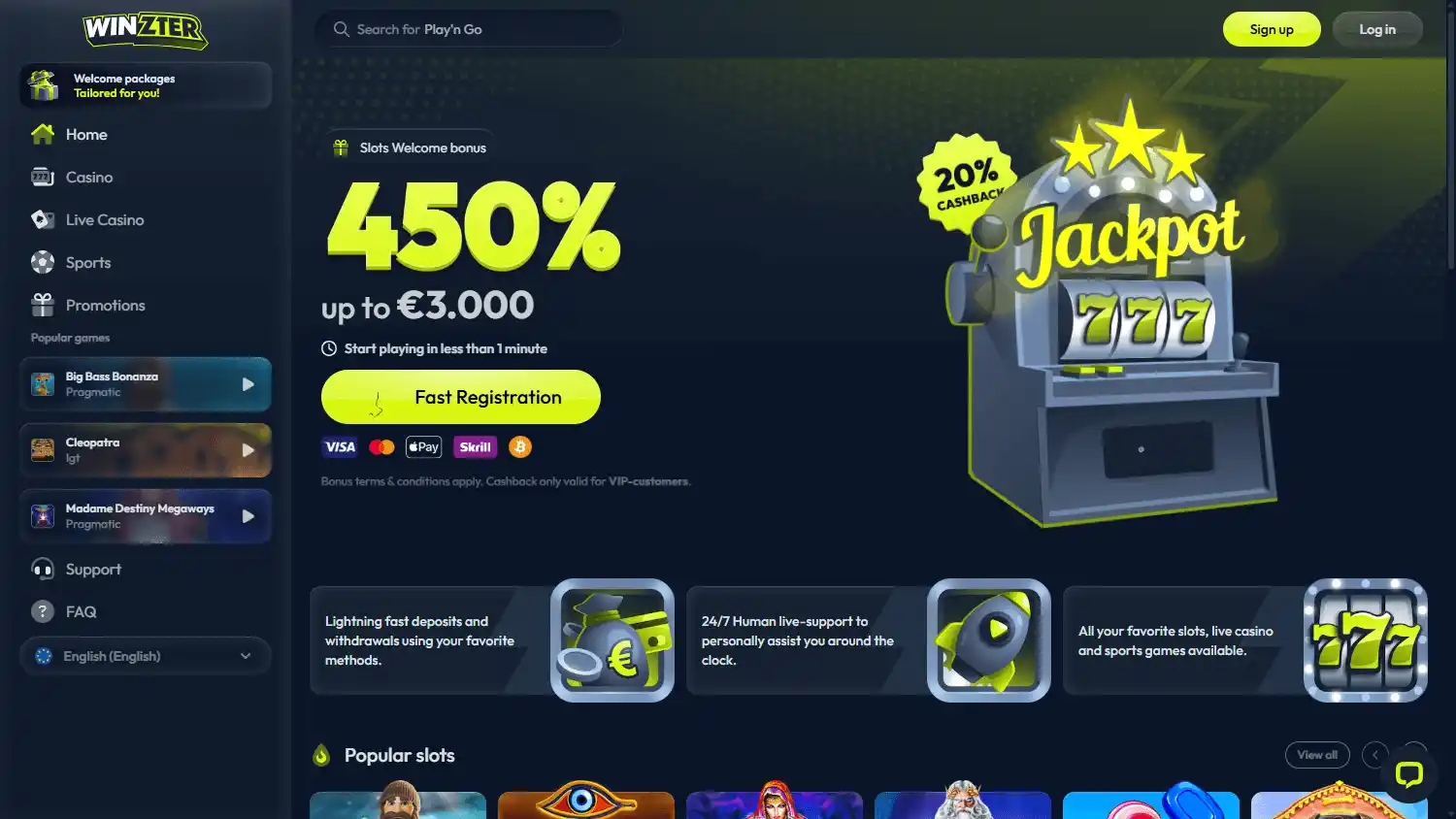 Winzter Casino screenshot 1