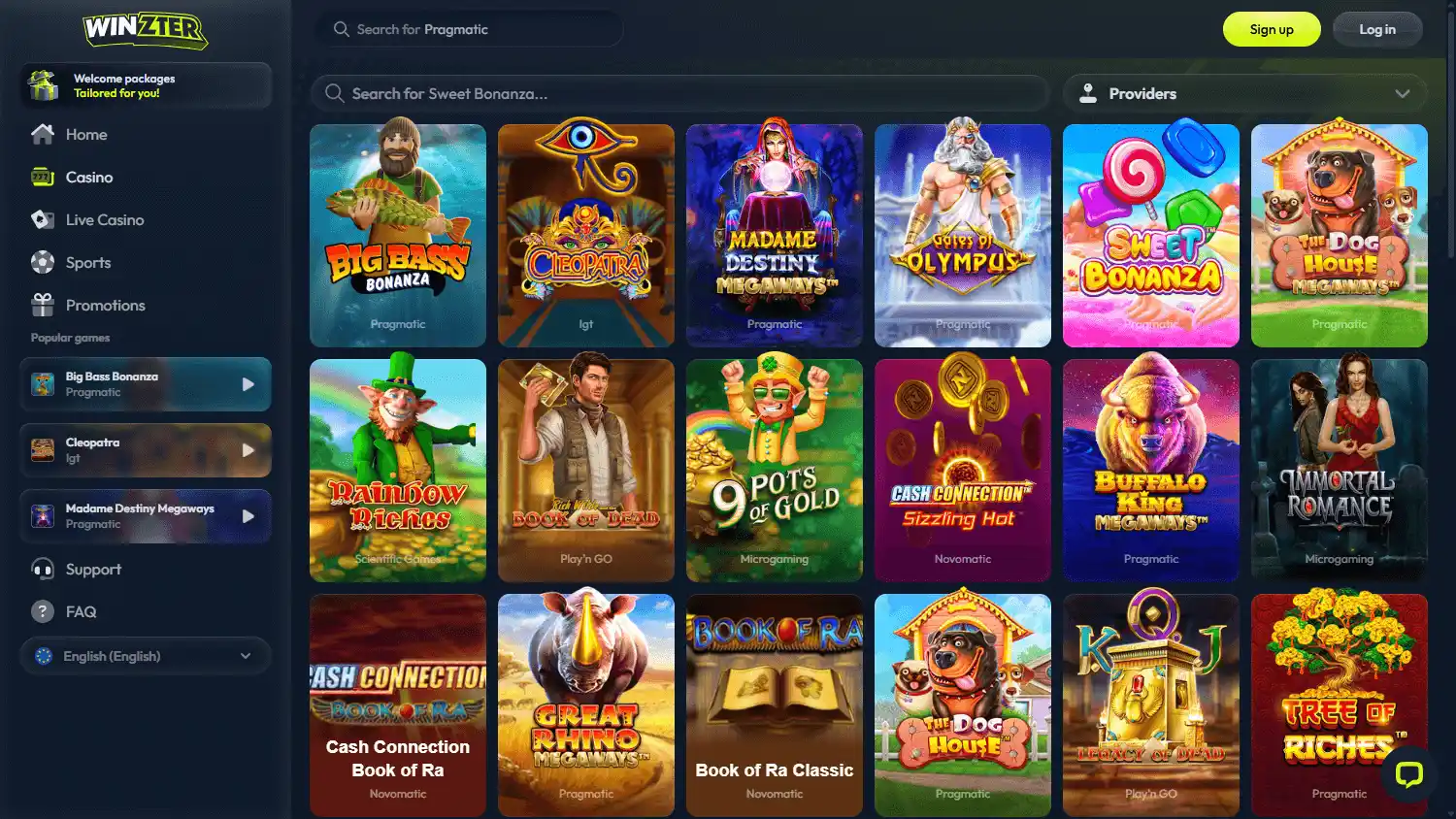 Winzter Casino screenshot 2
