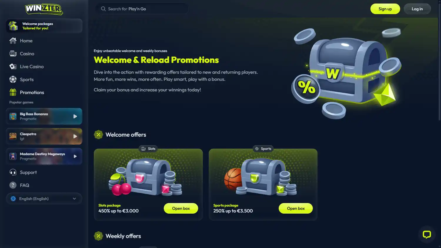 Winzter Casino screenshot 3