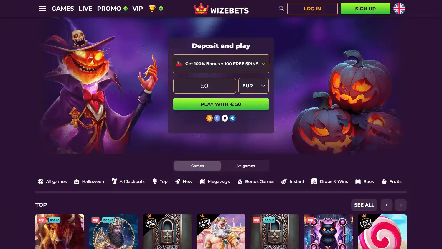 Wizebets Casino screenshot 1